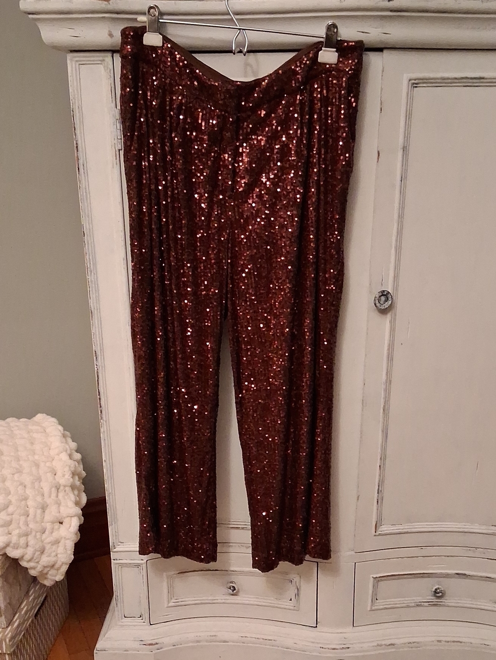 Express Copper Sequin Wide-Leg Pants